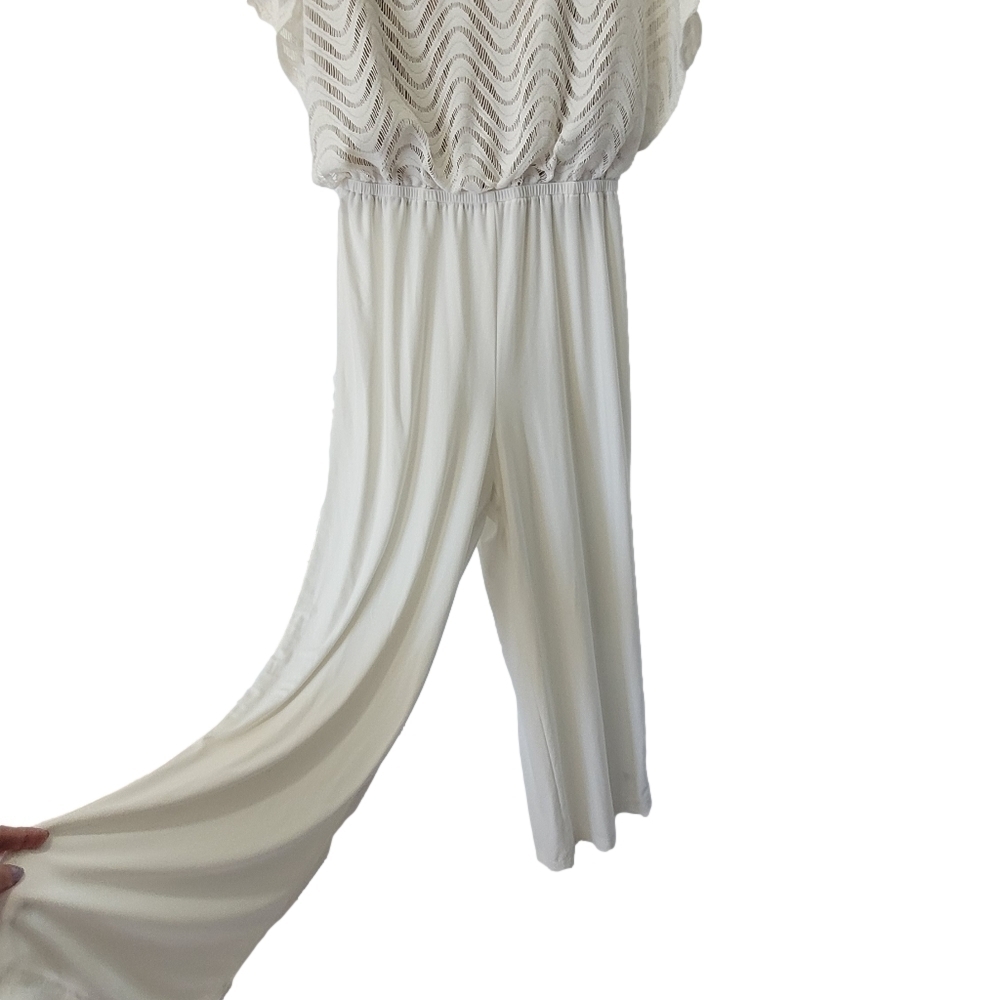 Emma & Michele Crochet Jumpsuit Romper White Wide Leg Small - Picture 4 of 16